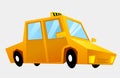 Taxi car cartoon vector illustration.  Yellow cab isolated Royalty Free Stock Photo